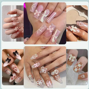 12 lưới/hộp hỗn hợp nhựa <span class=keywords><strong>Bowknot</strong></span> Nail charms 3D đầy màu sắc Bow Kawaii Rhinestone Nail Art trang trí DIY làm móng bộ phận bút Tweeze - Product Image 5