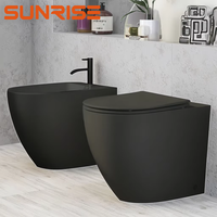 Toilettes Encastre Wc Uk Ensemble de toilette de luxe Wc Placard à eau sans rebord Fabricant commercial d'ensemble de toilette P Piège Vestiaire noir