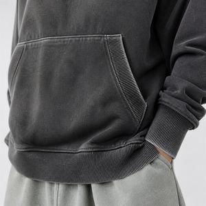 Sweat à capuche vierge pour homme, en molleton bouclette, coupe oversize à épaules tombantes, en coton, personnalisable avec logo, pour marques - Product Image 3
