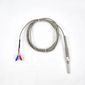 Termopar Laiyuan 0-1100c Todo tipo K J E N T Tipo 1m 2M Cable Tornillo Sensor de temperatura de resorte de compresión