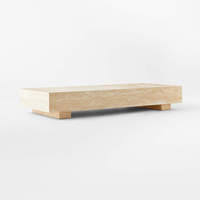 Table basse rectangulaire minimaliste en travertin beige, table centrale en travertin, taille personnalisée, style Wabi Sabi, table basse en travertin