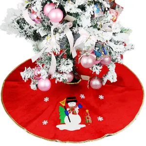 OEM красный фланелет Рождественская елка коврик Олень Снежинки Санта-Клаус вышивка Рождественская елка юбка