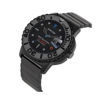 Reloj de acero con movimiento NH35 Vintage personalizado, resistente al agua, ventana de día, fecha negra completa, relojes mecánicos automáticos para hombre