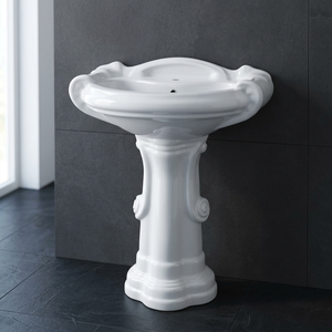 Lavabo con Pedestal a Precio Económico, Lavamanos con Soporte, Material Cerámico, Productos Sanitarios para Baño de la India - Product Image 5