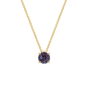 <strong>Solid</strong> 14K Yellow <strong>Gold</strong> Floating Solitaire Lab Round Alexandrite <strong>Pendant</strong> - Product Image 1