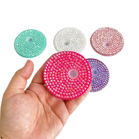 Personnalisé 50-Pack 16oz Couvercles Gobelet En Plastique Coloré Remplacement Acrylique Sparkle Bling Strass pour Canette De Soda pour Cadeaux