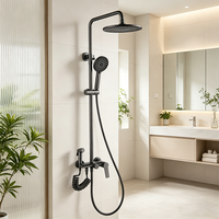 Ensemble de douche pluie poli 3464 à 2 poignées, 3 modes de jet, pluie douce, moderne, 2 trous, pour hôtels, salle de bain de luxe, fabriqué en Chine