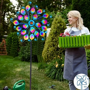 Große Doppelschichtige Metall-Windmühle, Umweltfreundliches Selbstrotierendes Windrad, Garten- und Rasendekoration für Außenbereich und Villa - Product Image 6