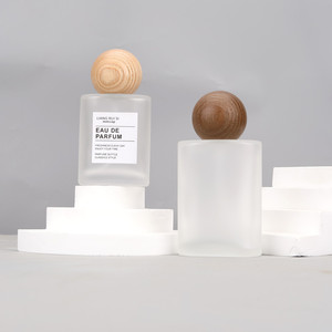 Chai xịt nước hoa thủy tinh trống 30ml 50ml, bao bì sang trọng mới, nắp tròn gỗ beech walnut, mờ, cao cấp, với vòi xịt bạc - Product Image 2