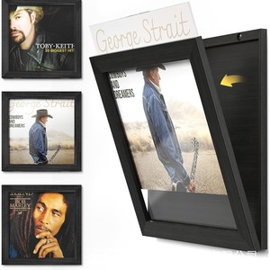 Wooden Wall Mounted Vinyl Record Storage Box Rectangle Solid Color Photo <b>Frame</b> For Records Mail Newspaper Display - Product Image 3