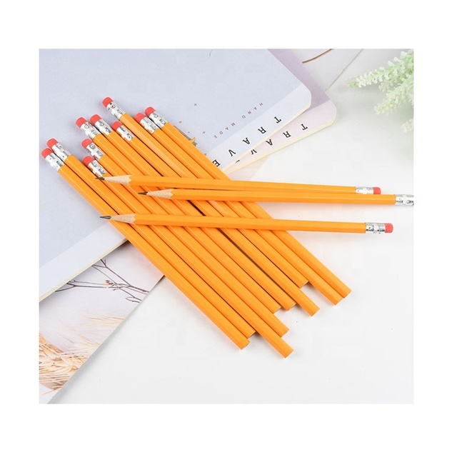 Custom HB/2B 7-Inch Hexagon Bulk Pencils with Eraser Natural Wood School Stationary Supplies Loose/Set Package in Various Colors
