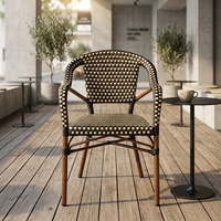 Chaise de jardin en rotin avec structure en aluminium pour restaurant français, café, bar - Légère, imperméable et écologique