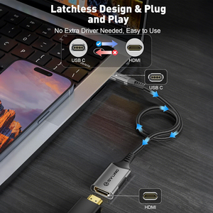 Adaptateur SYONG USB-C vers <span class=keywords><strong>HDMI</strong></span> 8K, câble Type-C mâle vers <span class=keywords><strong>HDMI</strong></span> 2.1 femelle pour MacBook Pro/Air, iPad Pro, XPS, S22, <span class=keywords><strong>iPhone</strong></span> série 17 - Product Image 3