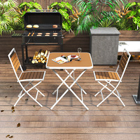 Ensemble table et chaises pliantes de style américain en métal pour balcon, idéal pour les salons de thé