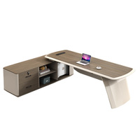 Scrivania a L con Mobile Laterale Boss Wood di Foshan, Combo Moderno e Minimalista per Manager, Scrivania per Computer con Armadietto Laterale per Ufficio