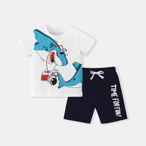 Completo Estivo per Bambini in Stile Europeo e Americano, T-shirt a Maniche Corte e Pantaloni in 100% Cotone, Set Due Pezzi <span class=keywords><strong>Angel</strong></span> Uniwin - Product Image 3
