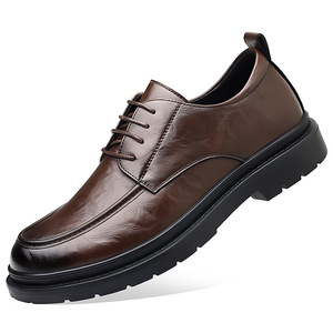 Zapatos Derby de Cuero Negro para Hombre, Formales, para Boda, Negocios, Oxfords con Suela Gruesa, para Todas las Temporadas - Product Image 4