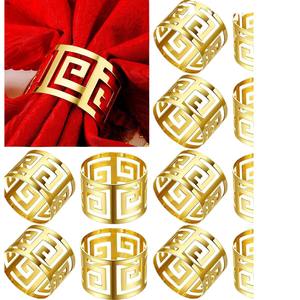 Basit arka karakter düğün yemeği masası süsler ağız halka altın peçete halkası Metal içi boş peçete halkası - Product Image 5