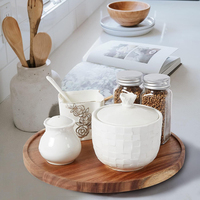 Plateau de rangement rotatif en bois d'acacia, plateau décoratif rond, adapté au comptoir de cuisine, à la décoration de table basse.