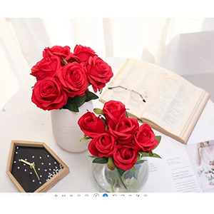 12 roses artificielles en soie, toucher réaliste, fleurs douces et réalistes, 51*7cm, tiges réglables, bouquets pour mariages, fêtes, maison - Product Image 2