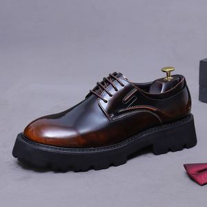 Zapatos de Vestir de Lujo para Hombre, Diseño Cuadrado, Cuero Genuino, con Cordones, Suela Gruesa Antideslizante, Transpirables y Ligeros - Product Image 5