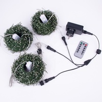 Guirnalda de Luces Decorativas Tipo Pirotecnia, con Enchufe, Luz Blanca Cálida, Luces Centelleantes con Control Remoto de 8 Modos para Árbol de Navidad, Mesa, Corona