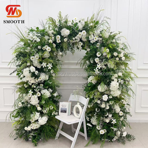 Arche de fleurs LEDA personnalisée avec toile de fond de mariage en fleurs blanches, arrangement floral pour la décoration d'événements - Product Image 1