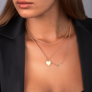 Collar de Moda en Capas, Chapado en Oro, Acero Inoxidable 316L, Colgante de Corazón, Diseño Sostenible - Product Image 3