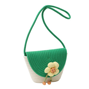 Floral <b>Straw</b> Woven Bucket <b>Bag</b> Green White Handmade Crossbody Shoulder <b>Bag</b> For Women Summer Portable Everyday Use - Product Image 5