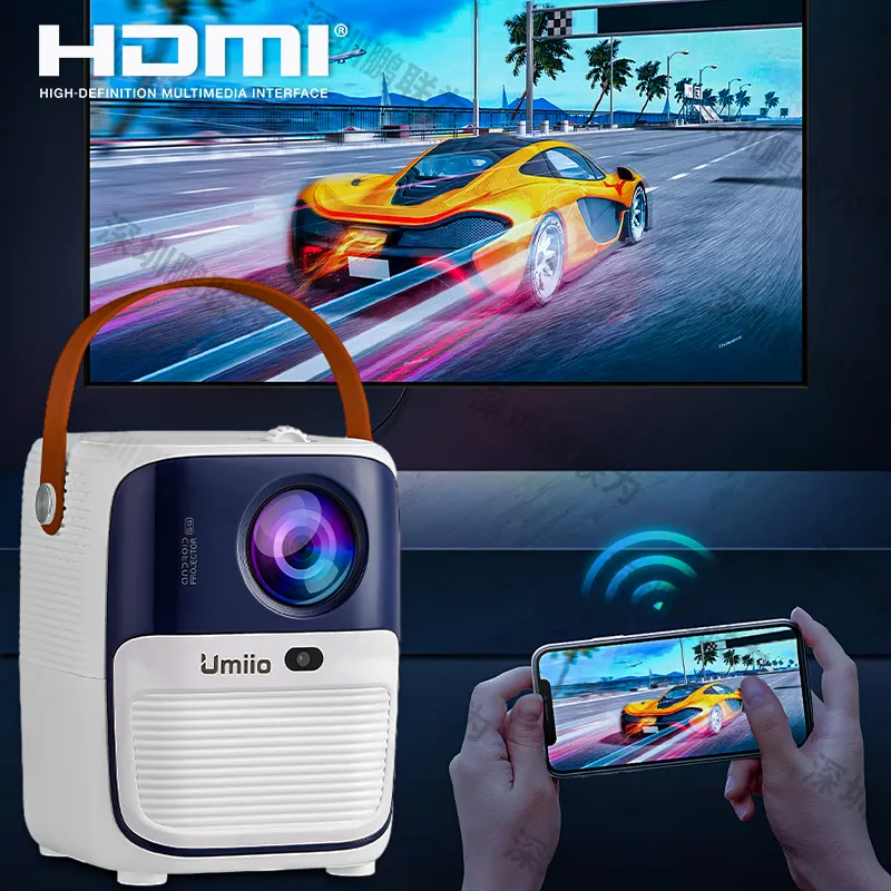 Umiio 극장 휴대용 스마트 프로젝터 야외 회의 및 홈 LCD LED 디스플레이 기술을위한 새로운 2024 A010 홈 1080P 750G
