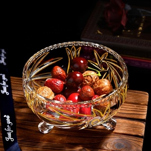 Boîte <span class=keywords><strong>à</strong></span> bonbons en verre sur pied Gold Line, motif <span class=keywords><strong>moulin</strong></span> <span class=keywords><strong>à</strong></span> <span class=keywords><strong>vent</strong></span> et fleurs, capacité 250 ml, bol <span class=keywords><strong>à</strong></span> fruits, couvercle de rangement, styles pour mariages, restaurants - Product Image 6