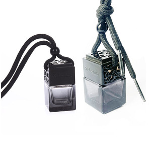 8ML Square Glass <b>Car</b> Perfume <b>Diffuser</b> <b>Bottle</b> Empty Air Freshener Pendant with Metal Cap - Product Image 2