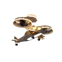 Lampe de ventilateur de lumière d'avion pour enfants télécommande chambre de garçons dessin animé combattant modèle chambre de garçons plafonnier