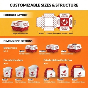 กล่องบรรจุภัณฑ์พิมพ์ลายตามสั่งสำหรับใส่ซอส<span class=keywords><strong>ไก่</strong></span><span class=keywords><strong>ทอด</strong></span> กล่องใส่ปลาทอด เฟรนช์ฟรายส์ พร้อมช่องแบ่ง - Product Image 5