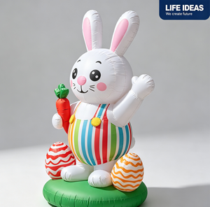 Conejo de Pascua Inflable con Zanahoria, Huevos Coloridos y Base Verde con Luces LED para Decoración Navideña en la Puerta Principal - Product Image 6