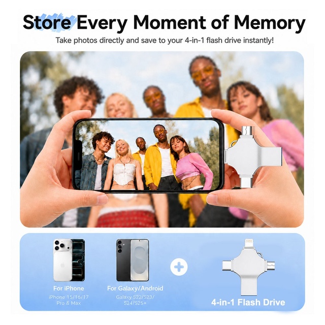 Nandstor Hot Selling Mini 4-in-1 USB Flash Drive Factory OEM 64GB 128GB 256GB USB 3.0 Type C OTG Portable Pen Drive for Office