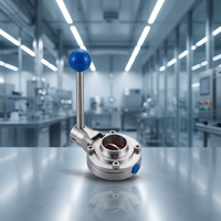 Vanne papillon sanitaire en acier inoxydable 316 à raccord Tri-Clamp, Ø ext. 51 mm, poignée à gâchette, qualité alimentaire, certifiée SMS pour pipelines laitiers et pharmaceutiques