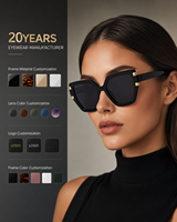 Lunettes de soleil géométriques noires classiques de luxe en acétate, protection UV400 anti-radiation, monture complète, pour hommes et femmes, vente chaude, usine OEM/ODM