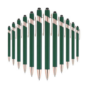Low Price <b>Retractable</b> Green Ballpoint <b>Pen</b> Medium Point 1.0 mm Promotional 2 in 1 Metal Ballpoint Stylus <b>Pen</b> With Soft Rubber - Product Image 1