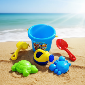 ชุดของเล่นถังชายหาดสำหรับเด็กพร้อมถังรดน้ำทรายและพลั่วตาข่าย - Product Image 2