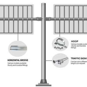 Poste de Señalización Vial de Aluminio Tubular en Forma de T con Doble Brazo para Carteles Publicitarios - Product Image 4