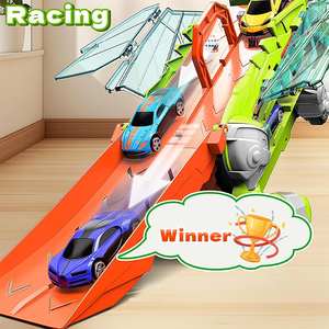 City Ultimate <span class=keywords><strong>Garage</strong></span> 2 voitures moulées sous pression enfants course coulissante voiture piste transporteur transforme dinosaure camion jouets pour les tout-petits - Product Image 5