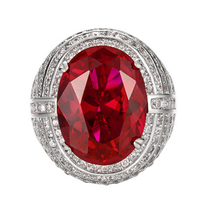 Anillos Ajustables de Cobre Ecológico con Circonita Roja Ovalada de 12*16mm para Mujer, Joyerí<span class=keywords><strong>a</strong></span> Vintage con Revestimiento Duradero - Product Image 1