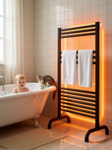 Sèche-serviettes <span class=keywords><strong>électrique</strong></span> antibactérien et économiseur d'énergie avec protection contre la surchauffe et fil chauffant pour salle de bain - Product Image 4