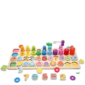 Math Wooden Number Shape Set Montessori Toy for Toddlers 3 4 5 Year Old Preschool Learning Toys, Sorting Stacking Counting