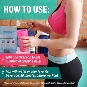 مسحوق كرياتين مونوهيدرات عالي الجودة وخالٍ من السكر، مُحسّن لزيادة حجم المؤخرة لدى النساء، مكملات غذائية رياضية - Product Image 3