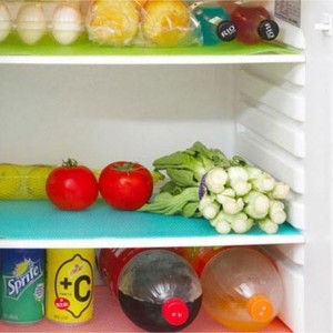 Cuttable Refrigerator Drawer Mats 4 Piece Pack Moisture Proof Easy Clean Solid Color Rectangle Shelf Liners - Product Image 1