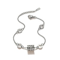 Bracelet jonc ajustable en acier inoxydable plaqué avec strass et chiffres romains pour femme, bijou tendance pour le quotidien, vente en gros