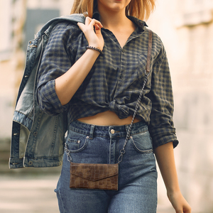 Cao Cấp Cá Sấu Kết Cấu Da Từ Ví Crossbody Điện Thoại Di Động Trường Hợp Và Túi Với Dây Đeo Cổ Cho Iphone 16 15 14pro Max - Product Image 4