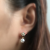 Damen-Geschenke Goldfarben Maßgefertigte Sterling Silber Zirkon Blumen Perlen Ohrhänger